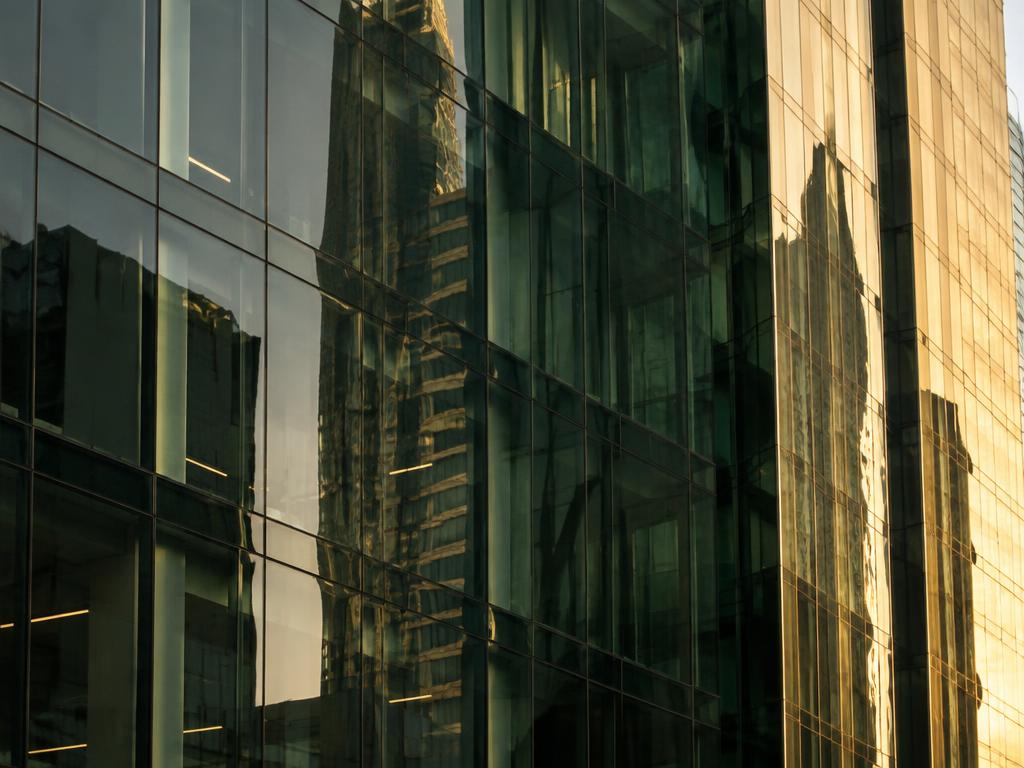 Glass facade of a modern office tower